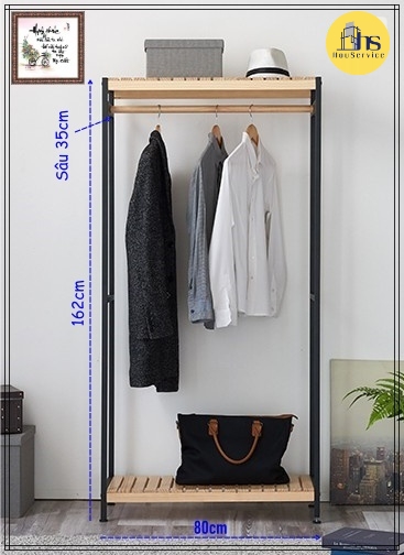 [Nhận đặt theo yêu cầu] [Korean Style] Kệ treo quần áo đa năng Sắt Gỗ size L màu ĐEN. Tủ treo quần áo đẹp, hiện đại, sang trọng, cá tính phù hợp mọi không gian kiến trúc. Sản phẩm cao cấp, đạt tiêu chuẩn Hàn Quốc