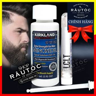Minoxidil 5% Kirkland hổ trợ mọc râu tóc + LCLT + ống bơm thủy tinh