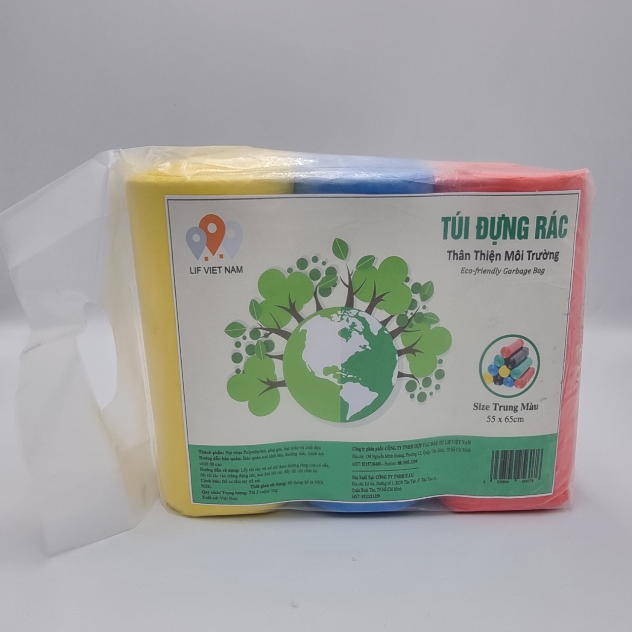 Túi rác 3 cuộn cỡ trung thân thiện môi trường - lifvietnam