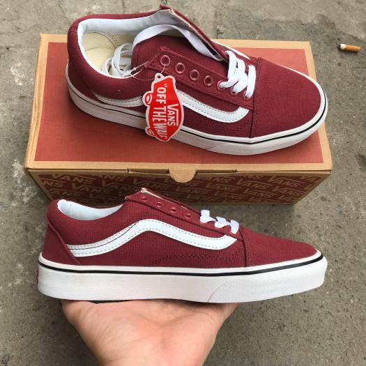 Giày Vans Old Skool Màu Đỏ Mận, Đen