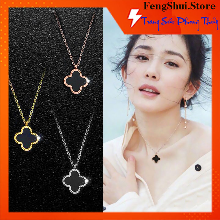 DÂY CHUYỀN TITAN HOA 4 CÁNH 2 MẶT CẨM XÀ CỪ TRẮNG ĐEN TN012 siêu đẹp, bền màu