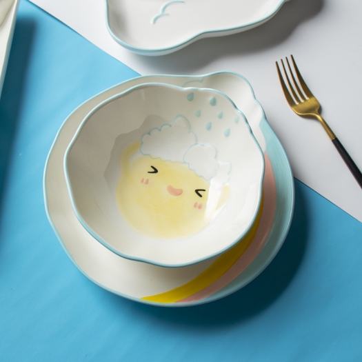 Bộ bát đĩa sứ cầu vồng bát đĩa sứ ăn dặm dễ thương bát đĩa sứ decor