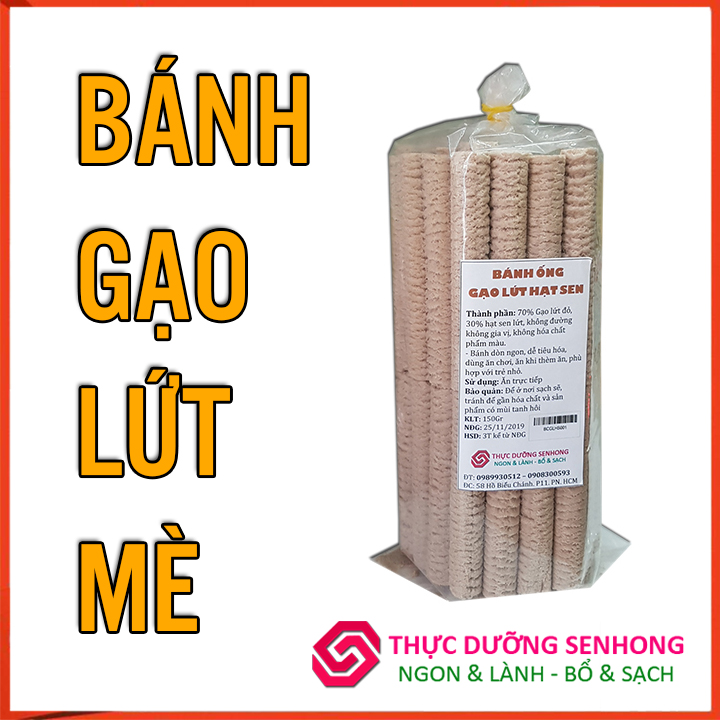 Bánh ống gạo lứt hạt sen (150gr) Bánh ăn kiêng không đường, dành cho bé ăn dăm, tập ăn, chế độ ăn giảm cân