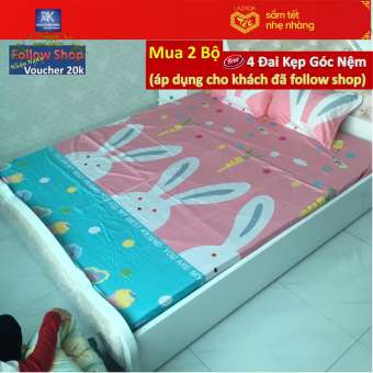 bộ ga chun poly 1m6x2m + 2 áo gối 45cmx65cm.