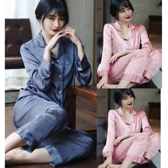 Bộ ngủ mặc nhà pijama lụa gấm latin hàng cao cấp, Bộ đồ ngủ dài tay đồ ngủ tiểu thư mặc nhà