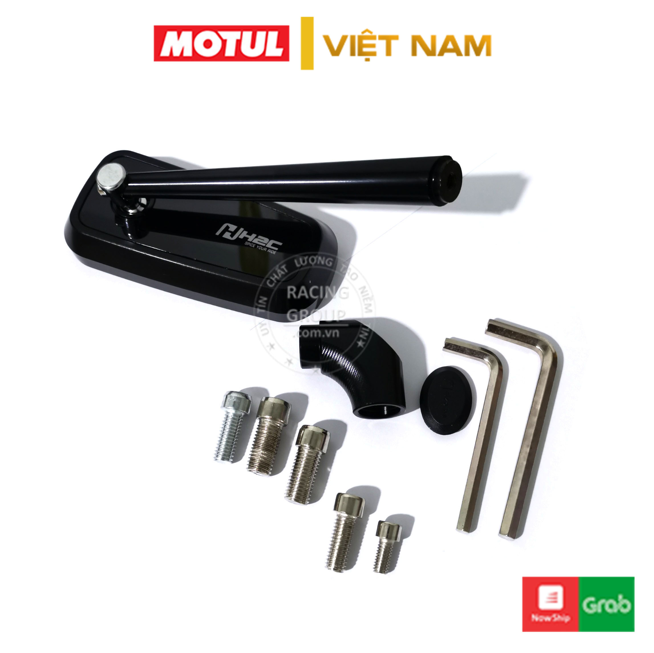 Gương chiếu hậu xe máy H2C thời trang mini mẫu H2C mặt kính xanh chống chói gắn chân kính cho AB, SH, SH Mode, Wave,…