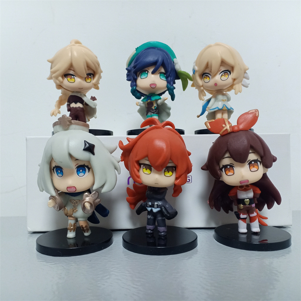 Set 6 mô hìnhnhân vật Diluc,Amber,Venti,Paimon,Babara genshin impact siêu dễ thương