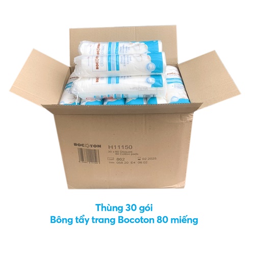 Thùng 30 gói bông tẩy trang Bocoton Classic 80 miếng