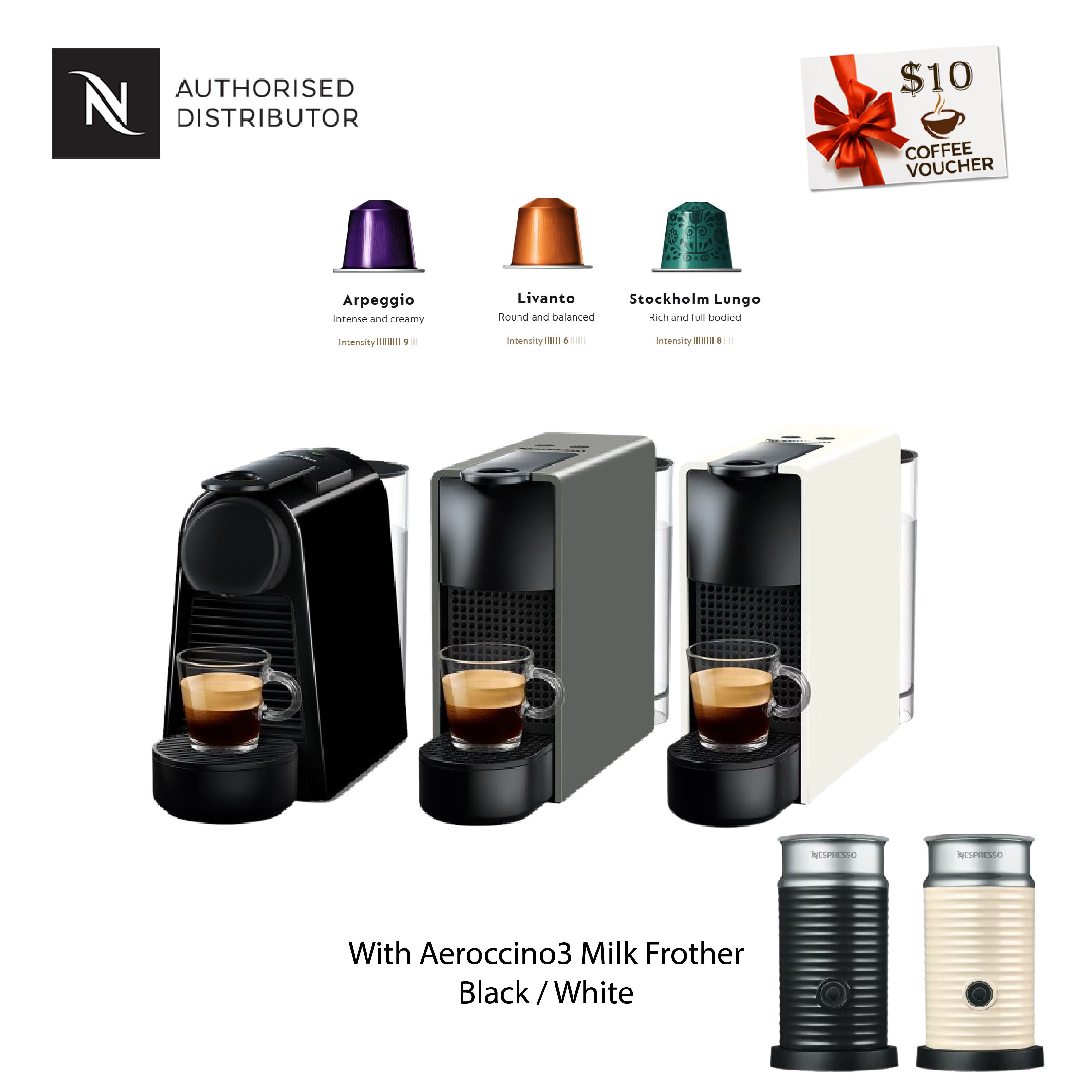 Nespresso Essenza Mini Coffee Machine + FREE 30pcs capsules & $10