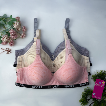 ÁO NGỰC COTTON  THỂ THAO HỌA TIẾT CHẤM BI VIỀN CHỮ SPAT361