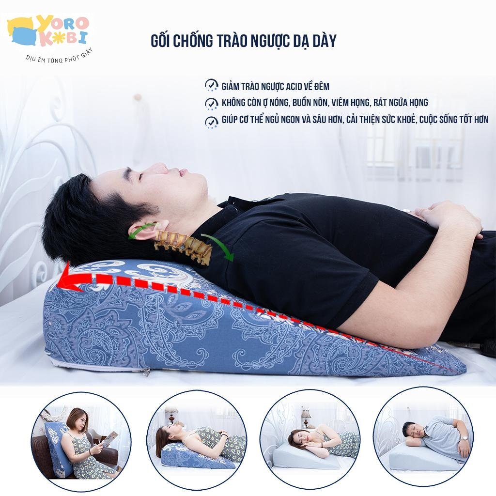 GỐI CHỐNG TRÀO NGƯỢC DẠ DÀY NGƯỜI LỚN YOROKOBI - KT:69x60x18CM (BO TRÒN), HÀNG THƯƠNG HIỆU