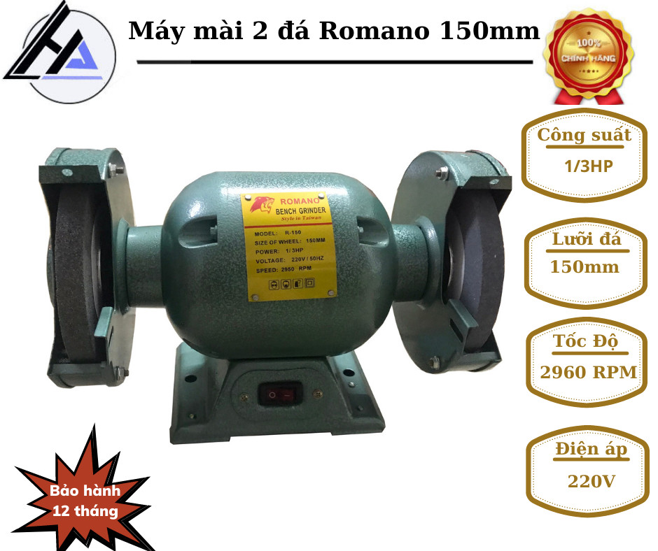 Máy mài để bàn 2 đá 150 ROMANNOL - Được Thiết Kế Chắc Chắn Theo Tiêu Chuẩn , Là Người Bạn Đồng Hành Trong Công Việc Cắt, Mài,...