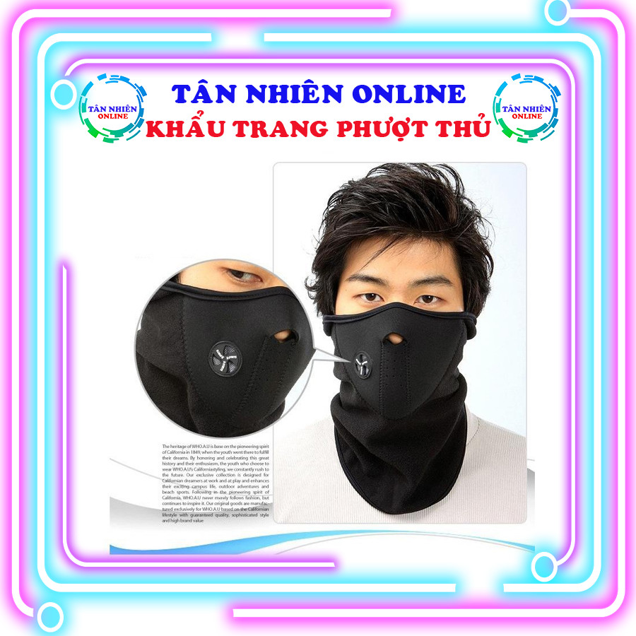 Khẩu trang đi phượt nửa mặt tiện dụng chất liệu vải thun 4 chiều co giản, kèm van cho phượt thủ, Tân Nhiên Online