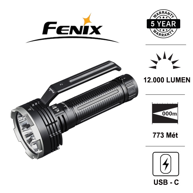 Đèn pin siêu sáng fenix lr80r độ sáng 18000 lumen chiếu xa 1130 m 6 led luminus sst70 pin tích hợp 7.2v 12.000 mah sạc usb c đèn đèn pin