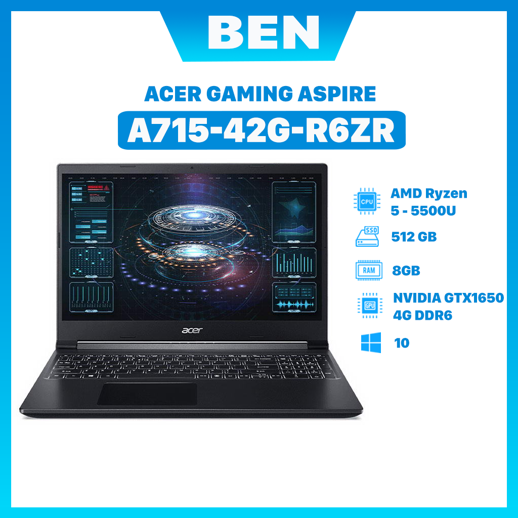 Laptop Acer Aspire 7 Gaming A715 42G R6ZR R5 5500U - NH.QAYSV.003 - Bảo hành 12 tháng [TẶNG BALO ACER TM]