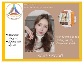 Thuốc nhuộm tóc AVATY màu NÂU VÀNG BƠ tặng kèm oxy+gang tay