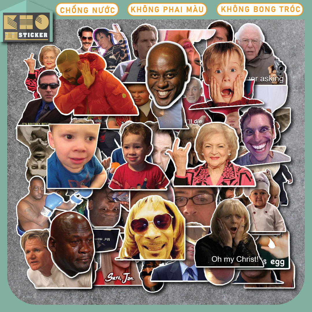  Combo 50 Sticker Người Nổi Tiếng chống nước sticker dán laptop điện thoại đàn guitar mũ bảo hiểm vali. MSP: ST58 