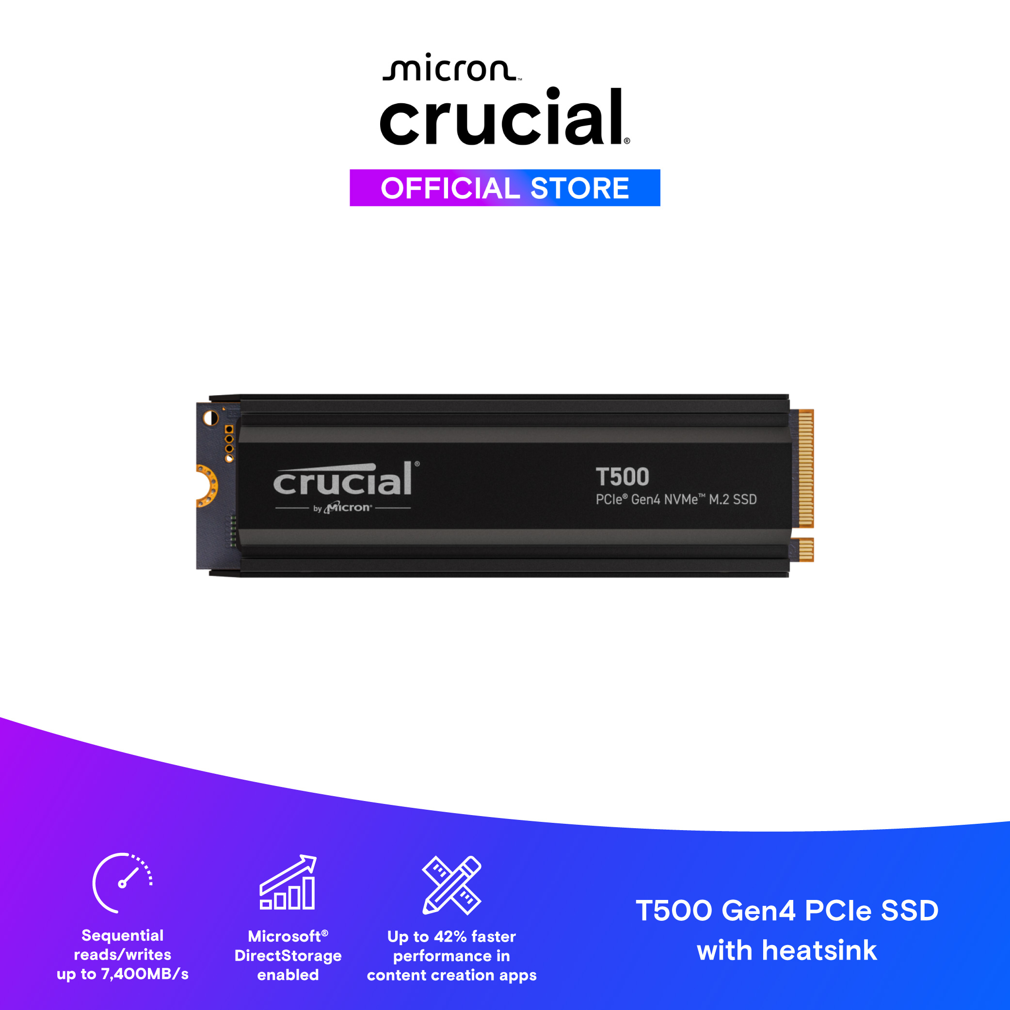 Crucial T500 Pcie Gen4 Nvme M.2 Ssd - 500Gb/1Tb/2Tb/4Tb With