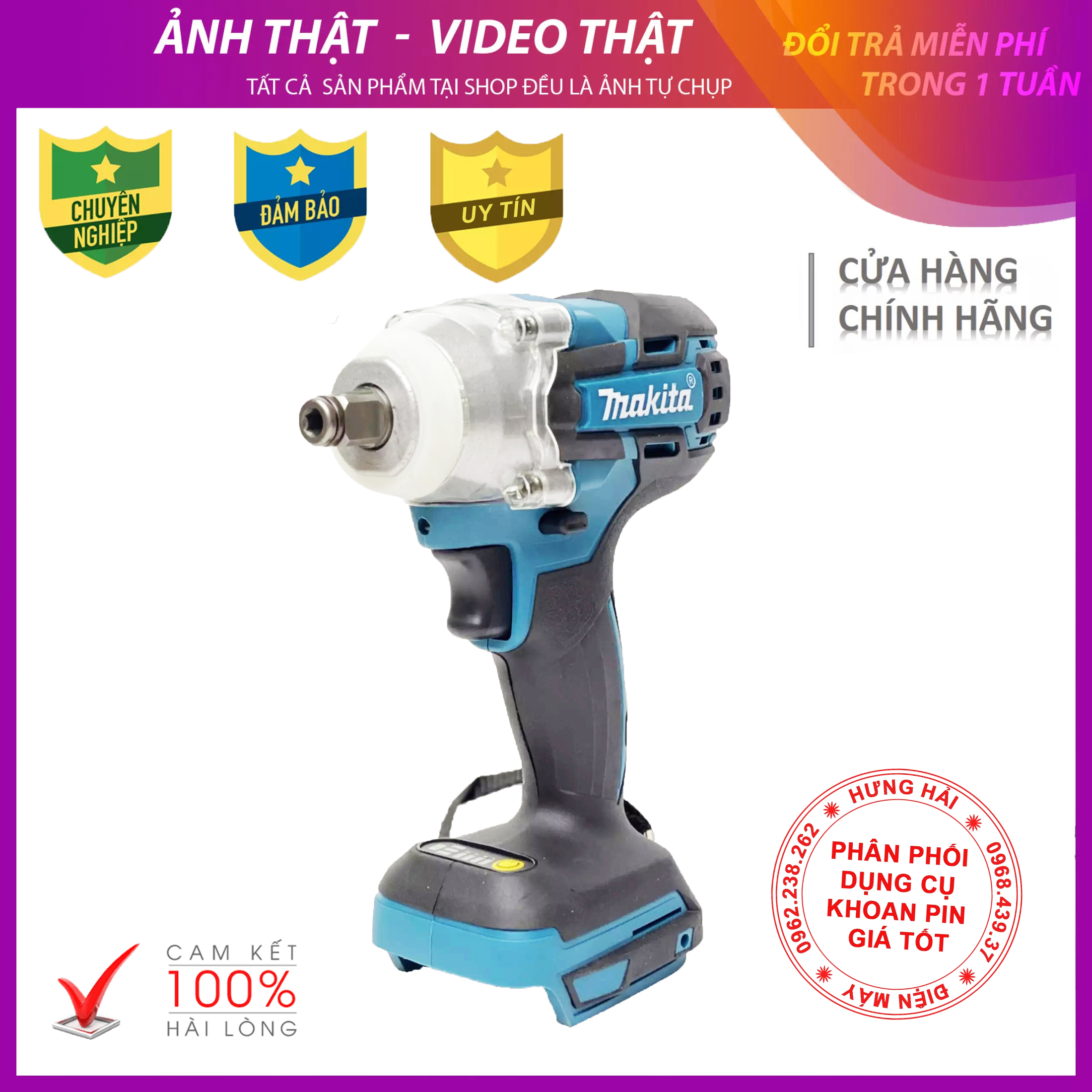 Thân Máy siết bulong MAKITA Không Chổi Than - HÀNG LOẠI 1 - 3 TỐC ĐỘ