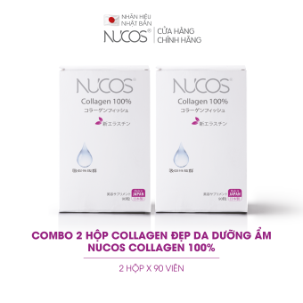 Combo 2 hộp viên uống collagen đẹp da dưỡng ẩm Nucos collagen 100% 90 viên