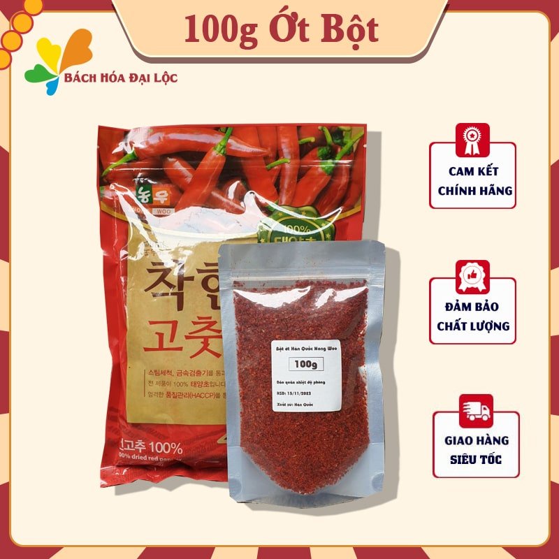 100g Ớt Bột Hàn Quốc Làm Kim Chi CHACKHAN - Thương Hiệu NONG WOO