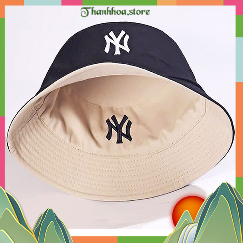 Mũ bucket NY hai mặt nam nữ đẹp cao cấp nón bucket thời trang Hàn Quốc màu đen trắng đỏ vàng cá tính thể thao