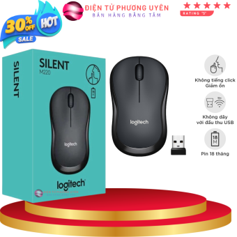Chuột Không dây Logitech Silent M220, nút bấm êm, tặng kèm pin