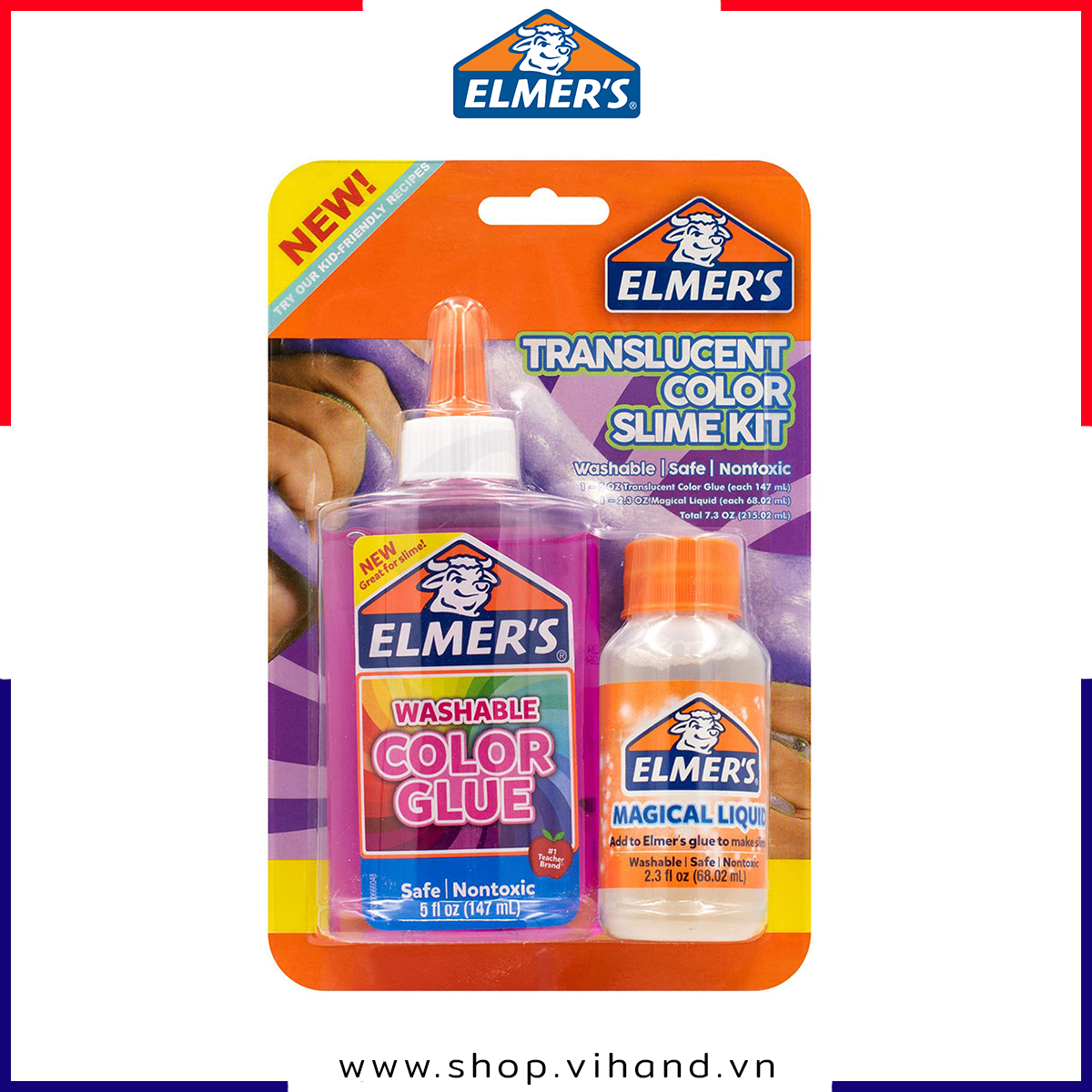 [HCM]Bộ sản phẩm mini làm slime Elmer’s Washable Color Glue Slime Kit – Pink