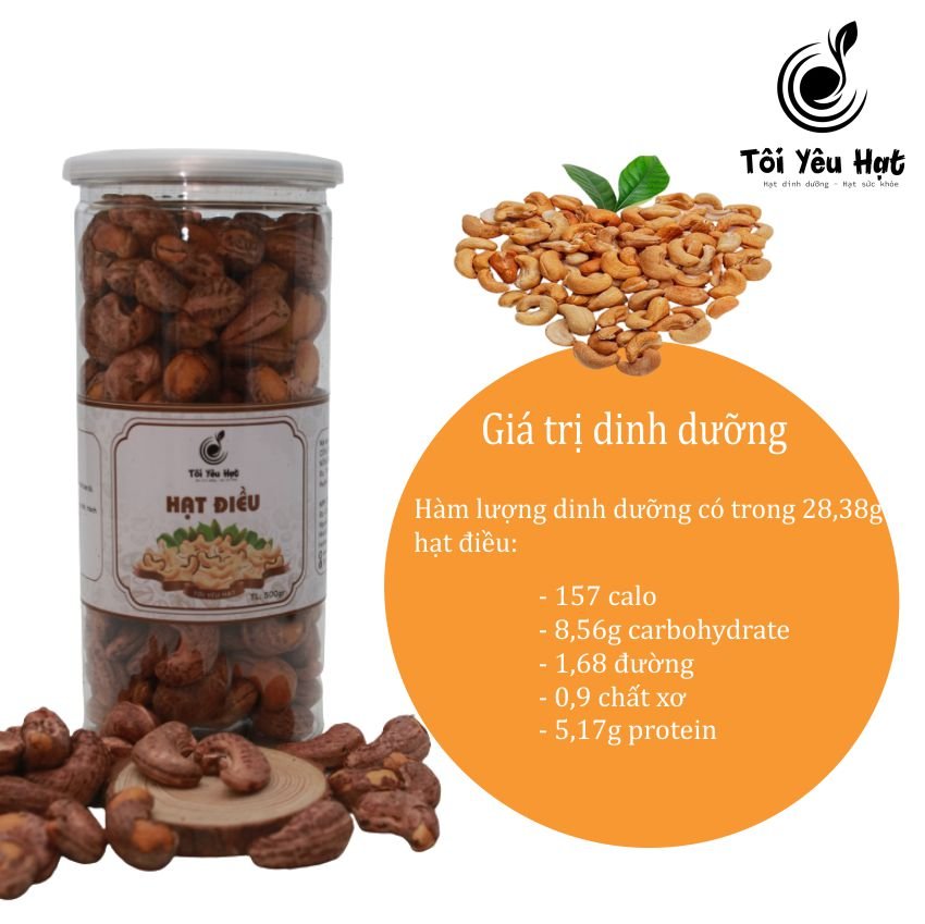 [FreeshipMax]Hạt điều rang muối nguyên hạt loại 1 (A Cồ Size đại) cao cấp 500gr&250gr, tốt cho sức khỏe, tim mạch, bà bầu Tôi Yêu Hạt