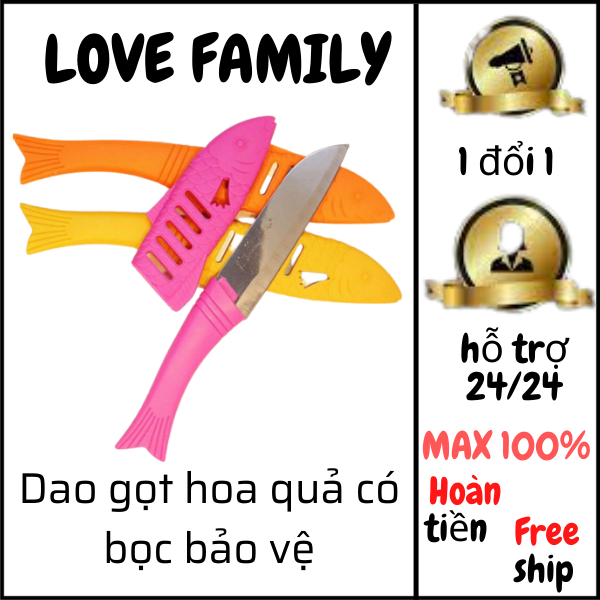Dao gọt hoa quả có bọc bảo vệ hình con cá 19cm