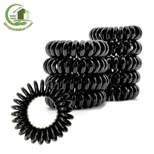 Dây buộc tóc nhựa xoắn lò xo co giãn màu đen