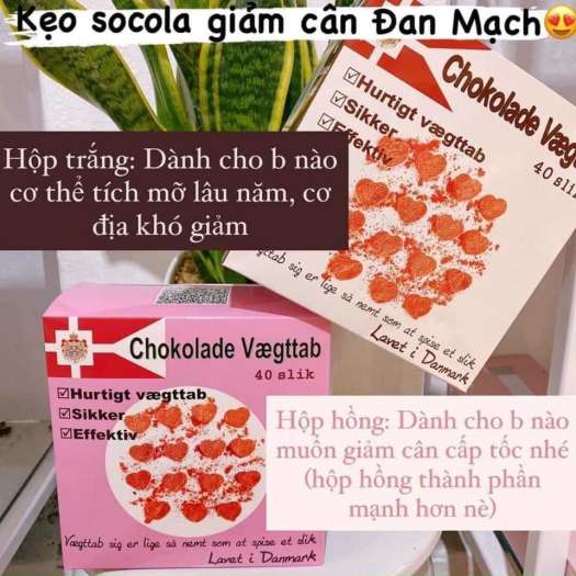 Kẹo socola giảm cân Đan Mạch thần thánh hộp màu Hồng - Cam kết hàng chính hãng