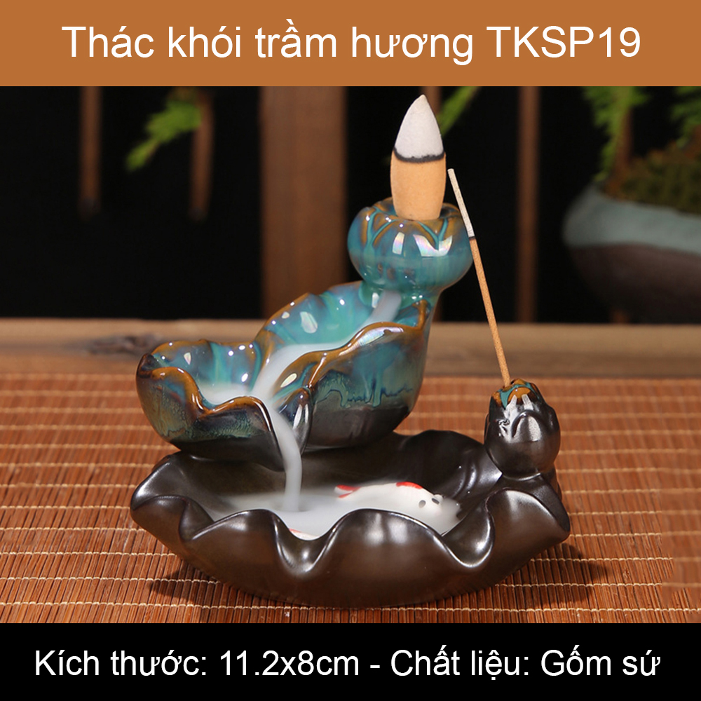 Thác khói trầm hương thác lá sen lam ngọc 3 tầng tặng 1 nụ trầm An Nam Decor