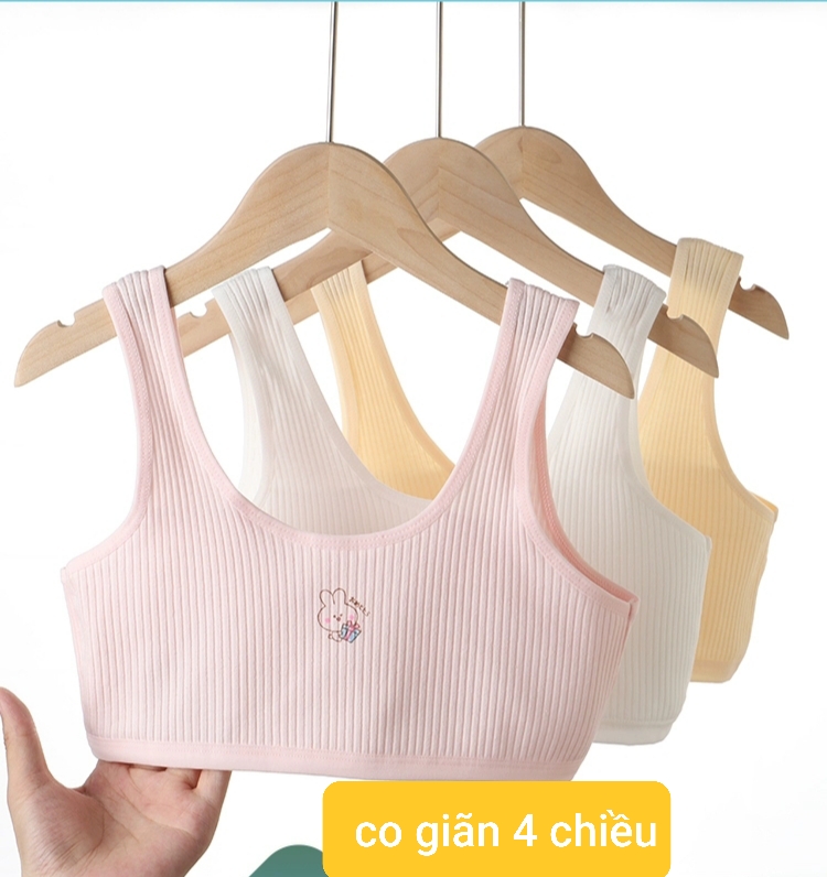 Áo lót bé gái 2 lớp, áo lá học sinh hoạ tiết xinh xắn cho bé từ 35 đến 50kg