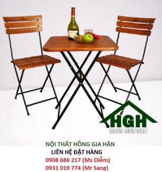 Bàn ghế cafe chân xếp giá rẻ HGH134