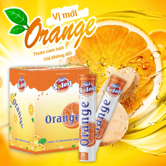 Viên sủi SOLEIL ORANGE VITAMIN C hương cam bổ sung các vitamin, hỗ trợ tăng cường hệ miễn dịch
