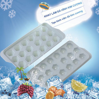Khay làm đá kim cương 18 viên; Khuôn làm đá bằng nhựa có nắp đậy