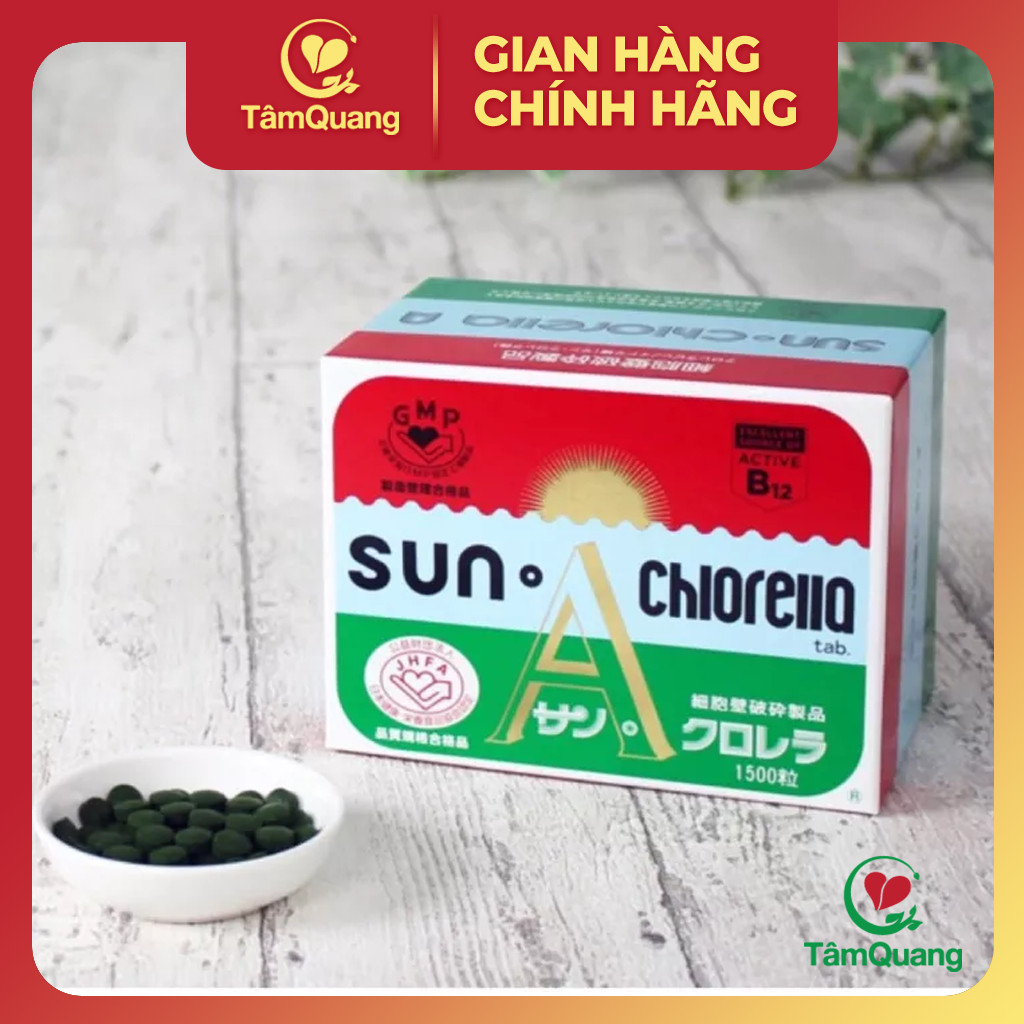 Tảo lục mặt trời sun chlorella a dạng viên- viên tảo lục a-hộp 300 viên