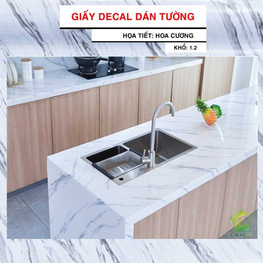 Giấy dán tường bếp decal giả đá hoa cương 3D chịu nhiệt chống nước chống dầu mỡ dễ dàng lau chùi