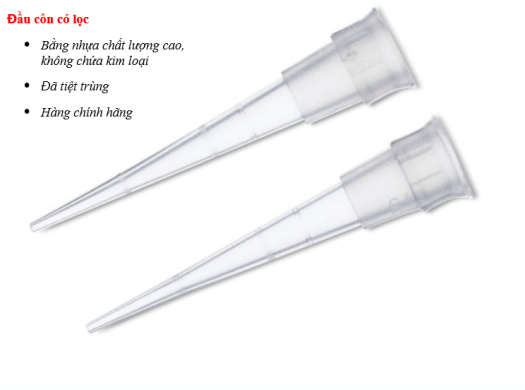 Đầu côn có đầu lọc, đầu côn, đầu tip có lọc, pipet tip, đầu côn có màng lọc(96 chiếc/hộp)