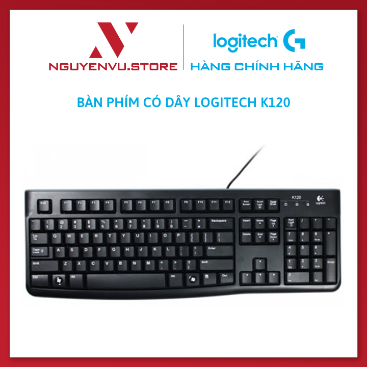 Bàn Phím Có Dây Logitech K120 (Đen) - Hàng Chính Hãng