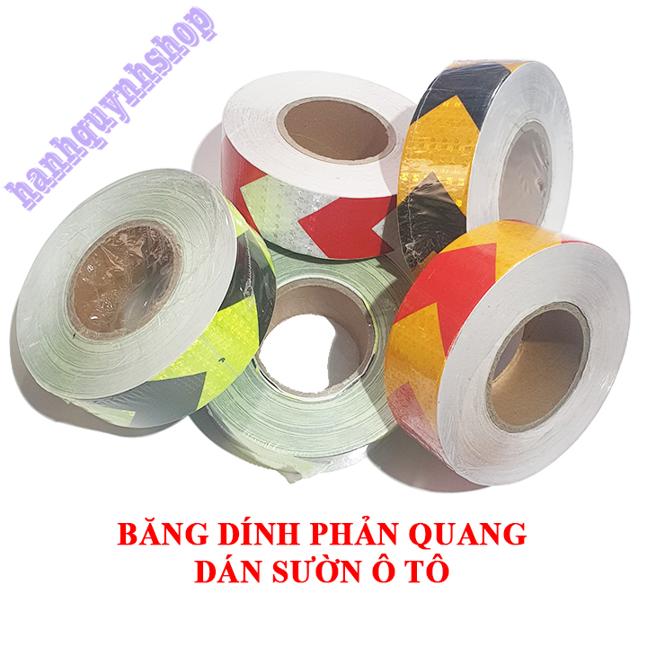 10M Băng Dính Decal Phản Quang Dán Sườn Ô Tô Hình Mũi Tên Bản Rộng 5cm