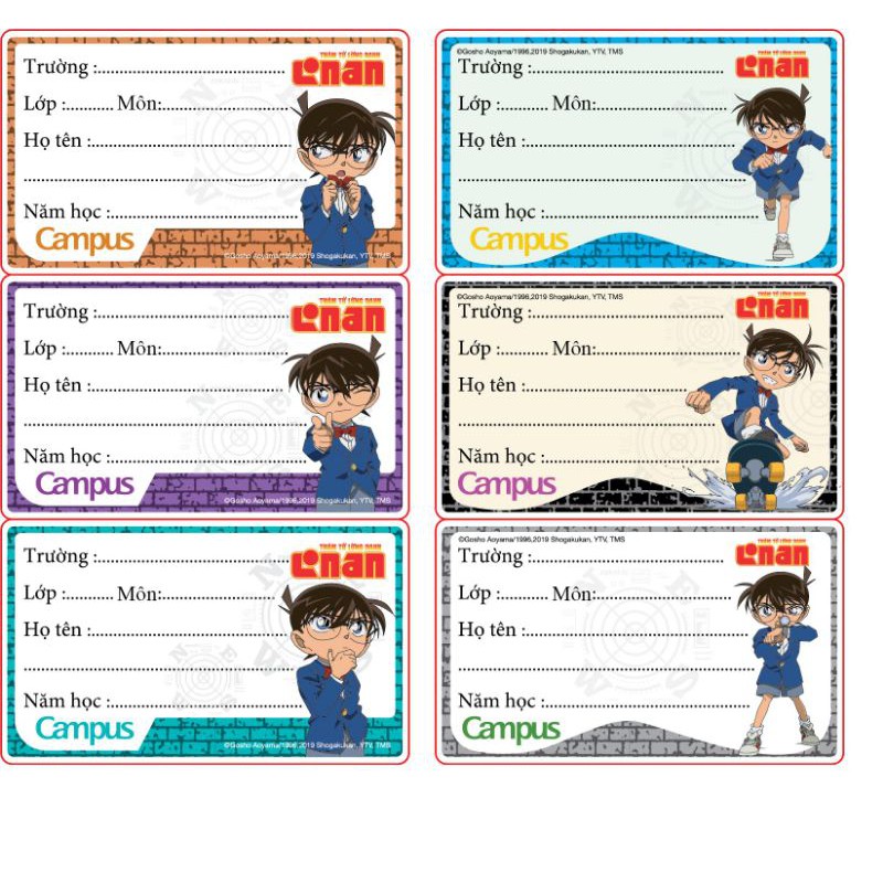 Nhãn vở campus conan con18