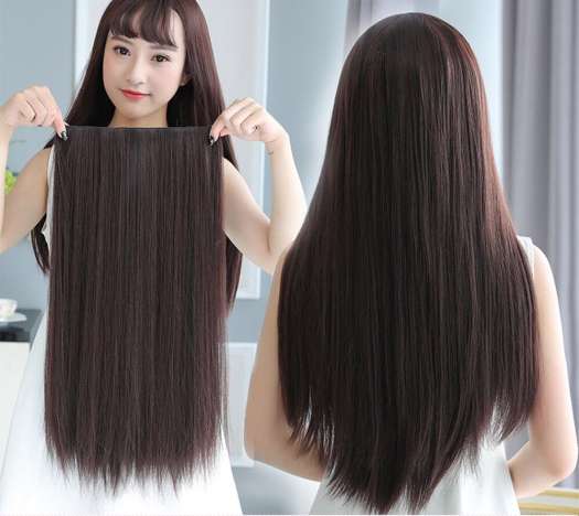 Tóc giả nửa đầu màu đen thẳng dài 60cm JFP05