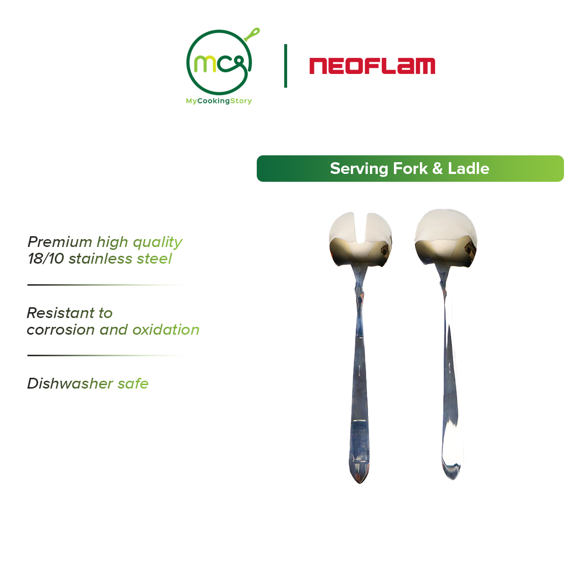 Gambar My Cooking Story   Neoflam Serving fork   Ladle (2 item set)