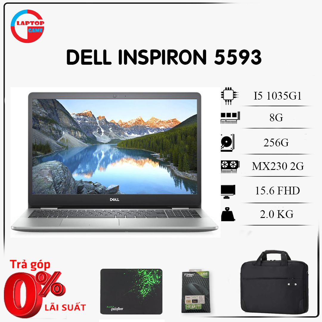 Laptop dell inspiron 5593 (core i5 1035g1, 8g, ssd256g, vga mx230 2gb, màn 15.6 fhd ips)