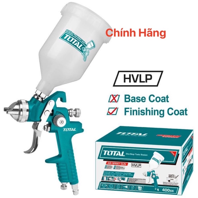Súng phun sơn hvlp 600cc total tat10601 kèm đầu nối châu âu, đầu nối hoa kỳ, đầu nối nitto và đầu nối ý