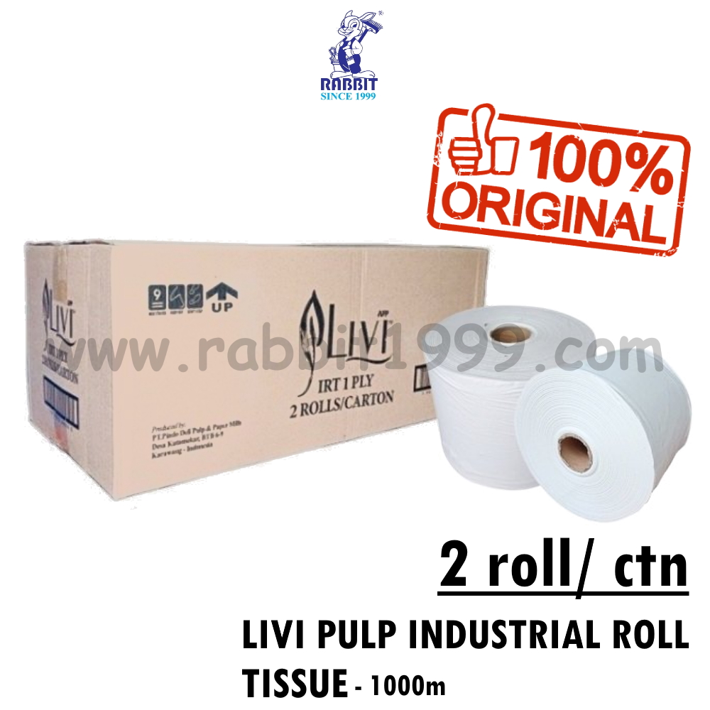 LIVI PULP INDUSTRIAL ROLL TISSUE 1000m 2 roll/ ctn industrial