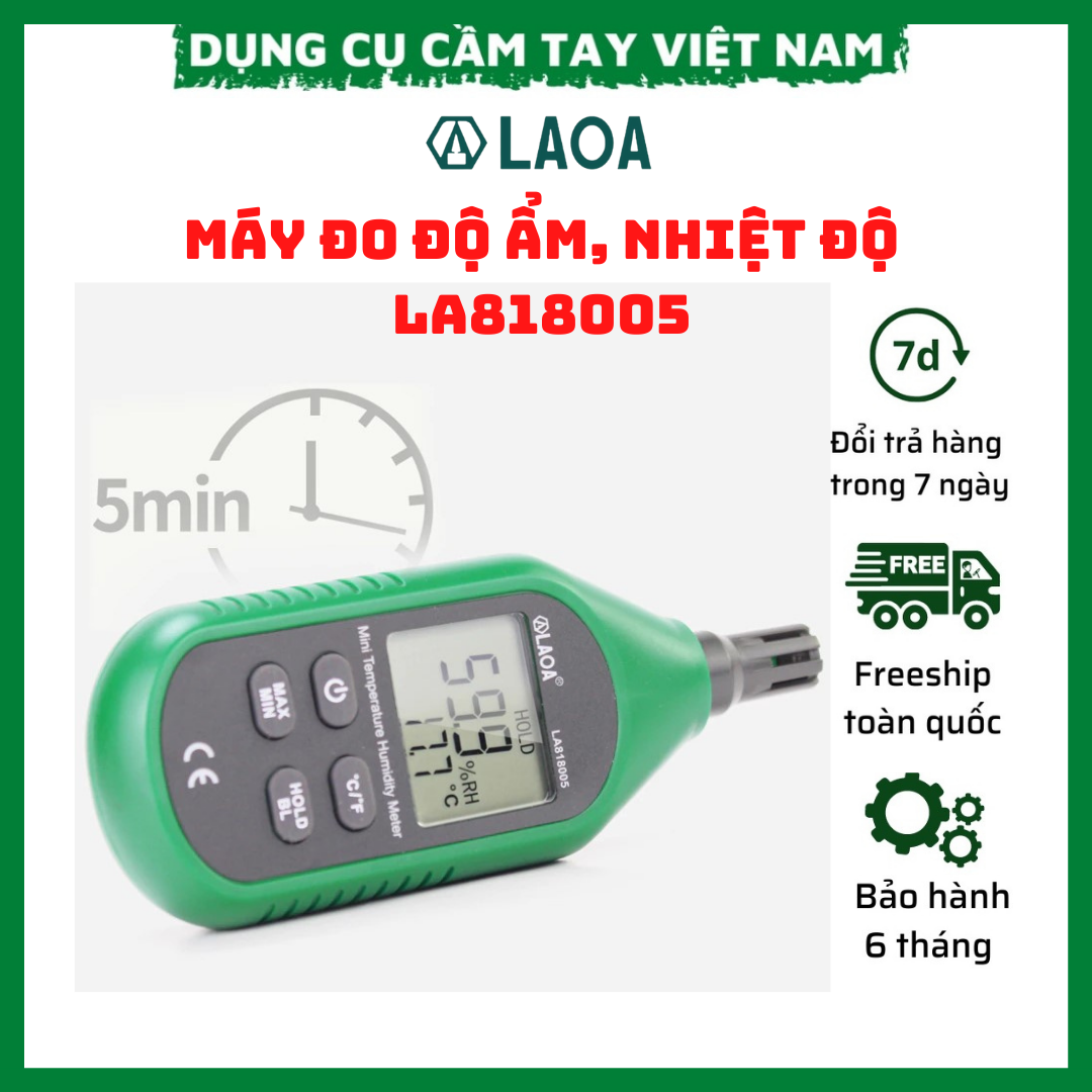 Nhiệt ẩm kế điện tử laoa la818005 - máy đo nhiệt độ và độ ẩm