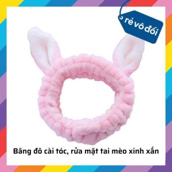 Băng đô cài tóc, rửa mặt tai mèo xinh xắn - Giao màu ngẫu nhiên